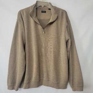 IZOD Mens Classic Quarter Zip Brown Sweater Size L